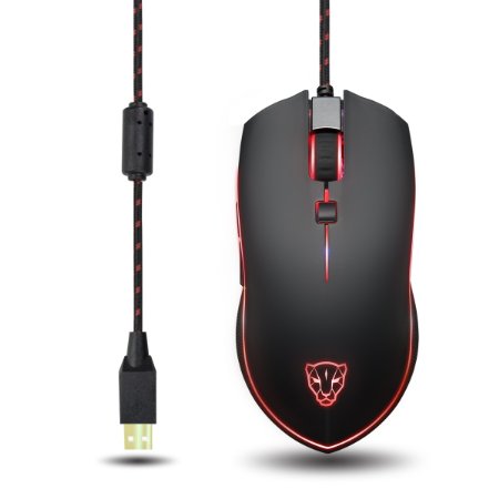 ECHTPower(TM) Ergonomic Design 6D 4000 DPI LED Optical USB Wired Professional Gaming Mouse, 6 Buttons with 3D Scrolling Wheel, 6 DPI Macro Programmable Levels for Pro Game Notebook, PC, Laptop