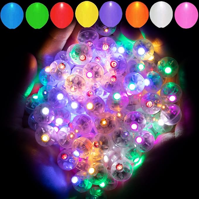 Aogist 100pcs 10-Colors Mini Lights,Long Standby Time Waterproof LED Balloon Light,Battery Powered,Ball Lamp for Balloon Paper Lantern Birthday Party Christmas Halloween