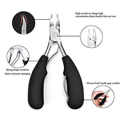 Toenail Clippers, Niuta Stainless Steel Nail Nippers Nail Clippers Lifter Set For Thick and Ingrown Toenail (Pedicure Clippers With Handle and Safety Cover)