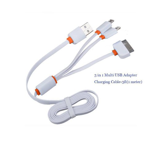 Charging Cable, PowerBen 3ft High Quality 3in1 Multi USB Charger Connector for iPhone 6, 5, 5S, Micro USB for Samsung Galaxy S6 S5 S4, Note 3, Power Bank Portable Charger and More
