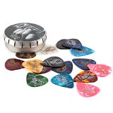 Donner Celluloid Bass Guitar Picks 16 Pack Includes Thin Medium Heavy and Extra Heavy Gauges