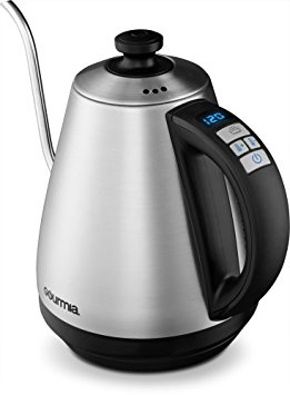 Gourmia GPK610 Electric Kettle - Set and Maintain Pour Over or Brewing Temperature with Digital Control and Display - Stainless Steel, Cordless, Gooseneck Spout - 1 Liter