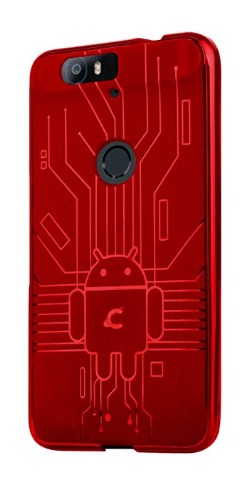 HUAWEI Nexus 6P Case, Cruzerlite Bugdroid Circuit Case Compatible for HUAWEI Nexus 6P - Retail Packaging - Red