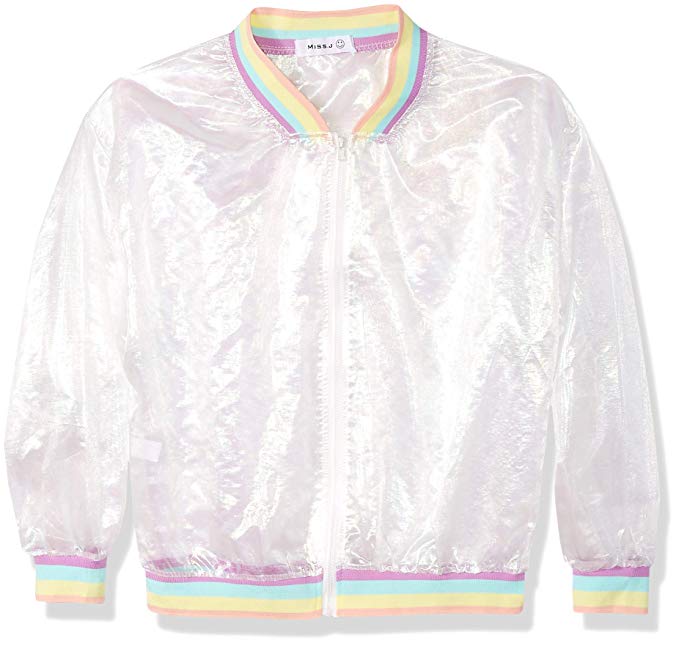 Aimeio Women Girl Jacket Rainbow Hologram Iridescent Transparent Mesh Jacket Sun-Proof Coat (Rainbow)
