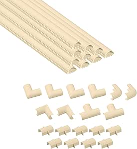 D-Line Kits de Goulottes, Cachez et Protégez les Câbles Facilement, Goulotte Décorative, Crème - 10 x 40cm Longueurs (4 mètres) - 20x10mm