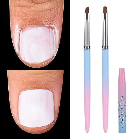 gootrades Nail Art Clean Up Brushes,Nail Brushes for Cleaning Polish Mistakes on the Cuticles, Acetone Resistant Nail Brush, Fingernail Cleaning Brushes for Nail Art and Designs (2 Pcs Round&Angled)
