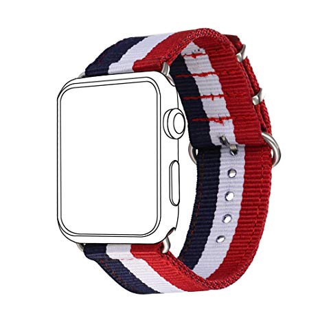 Bandmax Nylon Band Compatible Apple Watch 42MM/44MM,France Flag Nylon Fabrics Strap Replacement Accessories Compatible iWatch Series4/3/2/1 Mix Stainless Steel Classic Buckle(Flag of France)