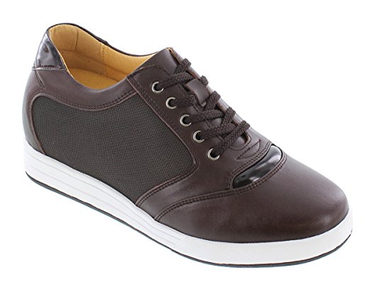 Toto TOTO-A53271-3.2 Inches Taller-Height Increasing Elevator Shoes (Brown Leather Lace up Campus Shoes)