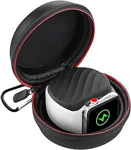 Galaxy Watch 6 Charger Holder, EMallee Portable Travel Carrying Bag Protective Storage case and Charger for Samsung Galaxy Watch 6 Classic 5 Pro 4 Classic Active 2(Charger Included)