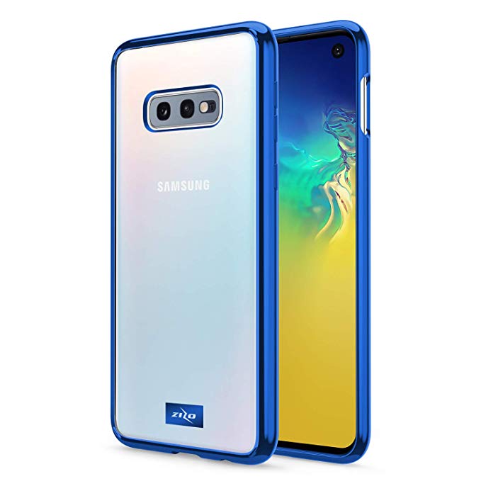 ZIZO Refine Series Galaxy S10e Case | Ultra-Thin Cover Shockproof w/Electroplated Metallic Bumper Transparent Back Designed for 2019 5.8 Samsung Galaxy S10 e (Blue/Clear)