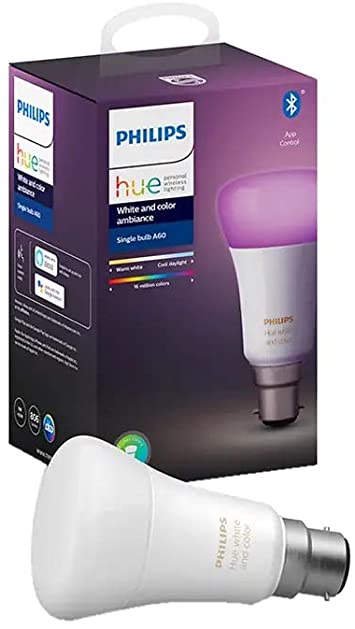 Philips Hue B22 White and Colour Ambiance Bayonet Cap (B22) Dimmable LED Smart Bulb (Latest Model, Compatible with Bluetooth, Amazon Alexa, Apple HomeKit, and Google Assistant)