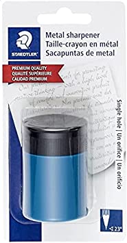 Pencil Sharpener, Premium Quality Sharpener with Screw-on lid, Prevents Accidental Openings, Compact Size for Pencil case and Work-Station, 511 63BK (Pack of 1) , Assorted Colors. ".1 Sharpener"