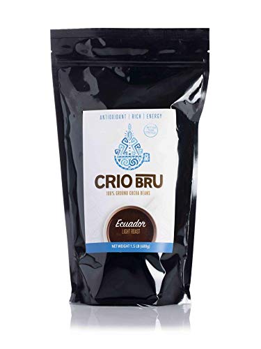 Crio Bru Brewed Cacao: Ecuador Light Roast (Coco River) 680g (24oz) Bag | 100% Pure Ground Cacao | Great Substitute to Herbal Tea and Coffee | Honest Energy | Keto Whole 30 Paleo Organic Non-GMO