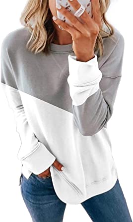 FARYSAYS Women's Casual Tie Dye Striped Round Neck Long Sleeve Loose Pullover Sweatshirt Tops