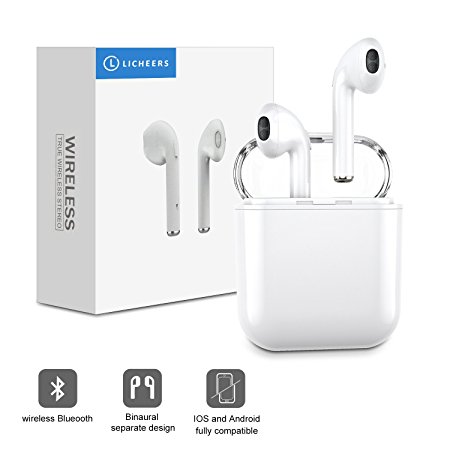 Bluetooth Headphones, LICHEERS Mini Wireless Sports Earphone/ Stereo-Ear Sweatproof Earphones with Noise Cancelling and Charging Case Fit for iPhone X/8 /7/ 6/ 6s plus Samsung and Most Smar