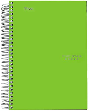 Five Star Spiral Notebook, 1 Subject, College Ruled Paper, 100 Sheets, 7" x 5", Personal Size, Lime (73964)
