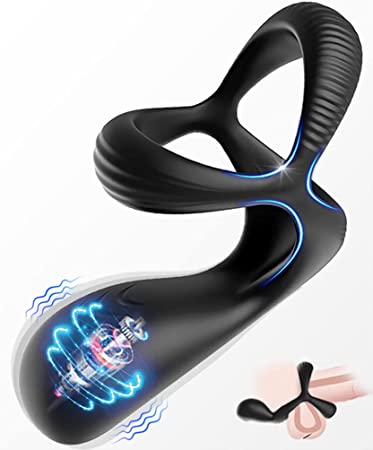 Vibrating Cock Ring - Acmeros 3 in 1 Penis Rings for Perineum Stimulation with 10 Vibrations Penis Ring Couple Vibrator for Longer Harder Stronger Erection,Adult Sex Toys for Couples & Men Games
