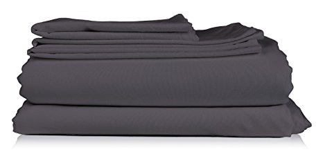 Mayfair Linen Bedding Collection 600 Thread Count Bedspread 100% Egyptian Cotton Sheet Set Sateen Weave Deep Pocket Premium Quality Bedding Set Dark Grey Twin XL