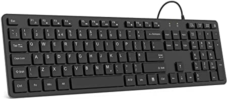 Wired Keyboard, TedGem Keyboard, Full Size USB Keyboard, Splash Resistant, Computer Keyboard, Laptop Keyboard, Plug and Play, 12 Multimedia Buttons, for Windows/Vista/PC/Smart TV