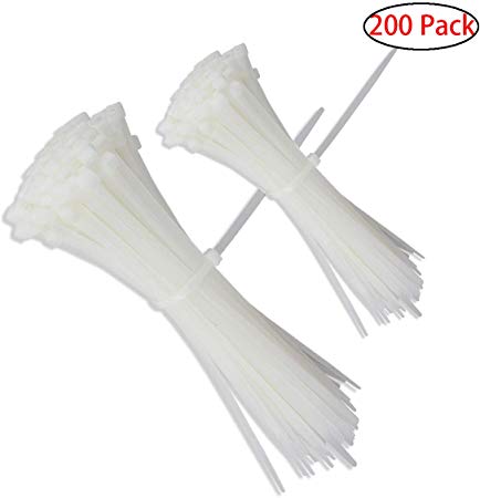 Cable Zip Ties Nylon Self Locking Wire Tie 4&8 inch 200 Pieces White