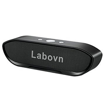 Labvon Bluetooth Speaker with super long Playtime, Built-in Mic, Dual-Driver Portable Wireless/ Wire Speaker with Superior Sound, TF/FM/U disk mode Black (white) (mental grey)