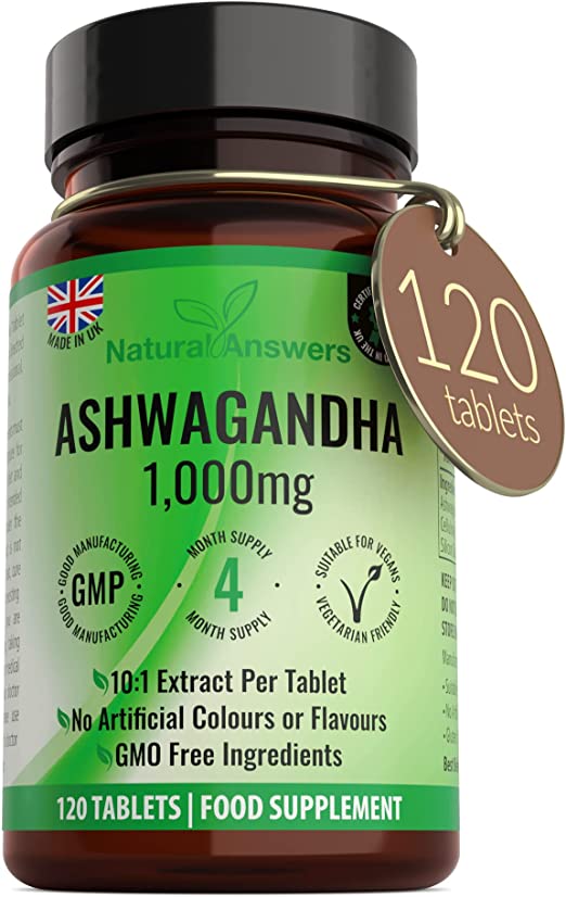 120 x Ashwagandha 1000mg Tablets | 4 Month Supply | 1000mg Per Tablet High Strength Vegan Ashwagandha Tablets (Not Capsules or Pills) of Pure Ashwagandha Powder UK Made