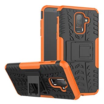 Galaxy J8 2018 Stand Case DWaybox Hybrid Rugged Heavy Duty Hard Back Case Cover with Kickstand for Samsung Galaxy J8 2018 6.0 Inch (Orange)