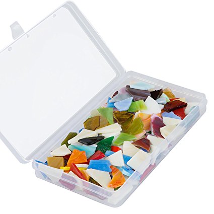 Resinta 300 g/ Pack Multicolor Mosaic Tiles Mosaic Stained Glass with Plastic Box for Art Crafts or Home Decoration, Irregular shapes