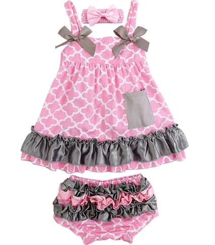 Jubileens 2 PCS Baby Toddlers Infant Girls Cotton Cute Dress  Underpants Outfit Sets
