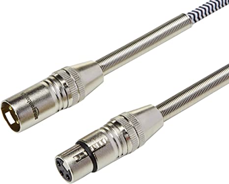 AmazonBasics 3 Pin Microphone Cable - Pack of 2, 50 Feet, Silver