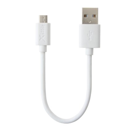 Xillie Short USB 2.0 - Micro-USB to USB Cable - High-Speed A Male to Micro B Triple Shielded Cable 15CM White Color