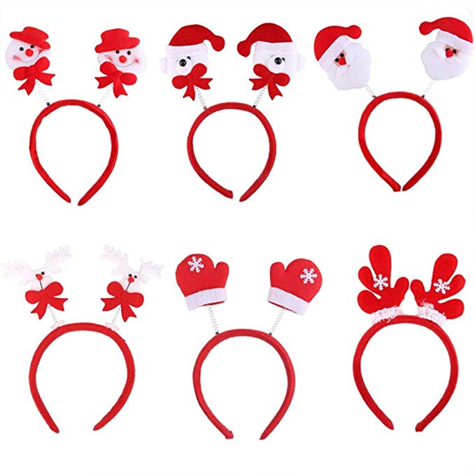 Christmas Headband Santa Xmas Party Decor Christmas Hair Band Clasp Head Hoop Headwear Gifts Pack of 3 Random Style