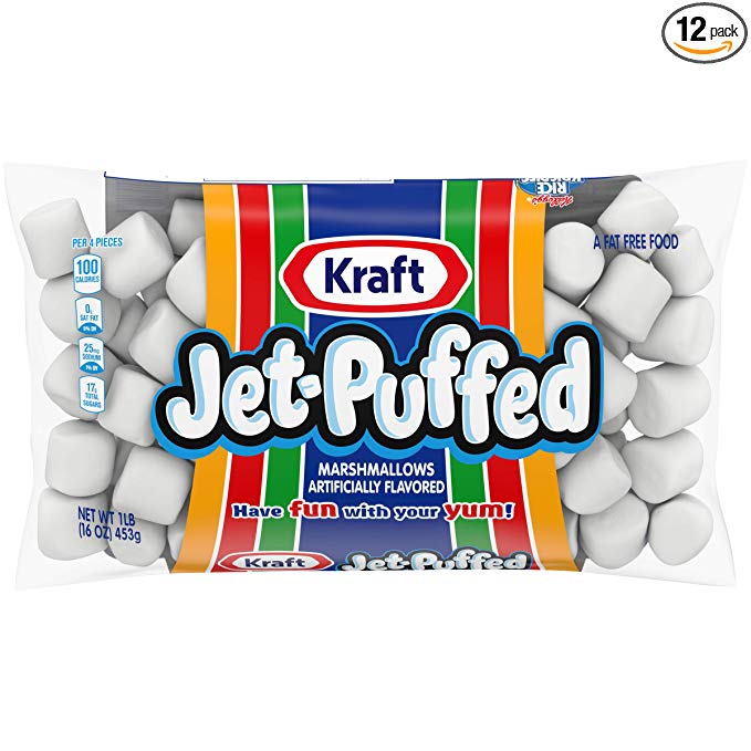 Jet Puffed Mini Marshmallows (16 oz Bags, Pack of 12)