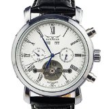 GuTe Dress Gentlemen Decor Tourbillon Automatic Mechanical Wrist Watch White Dial Full-calendar