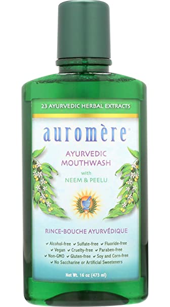 Ayurvedic Mouthwash by Auromere - Fluoride-Free, Alcohol-Free, Natural, with Neem and Vegan - 16 fl oz (16 oz - pack of 2)