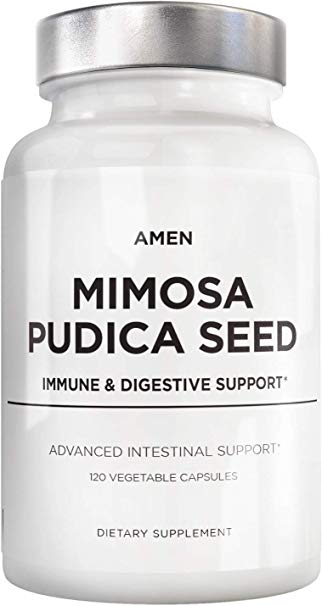 Amen Mimosa Pudica Seeds Capsules, Organic Mimosa Pudica Plant Supplement for Intestinal Support, Healthy Intestinal Tract, Fat Soluble Dietary Supplement, 120 Capsules