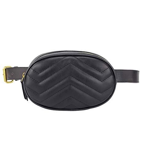 ZORFIN Quilted Fanny Pack for Women Fashion Wasit Bag with Two Belts