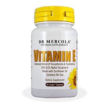 Dr. Mercola Vitamin E - 30 Capsules - Balanced Blend Of Tocopherols And Tocotrienols - Made With Sunflower Oil - Contains No Soy - 200 IU D-Alpha Tocopherol - 2 Bottles