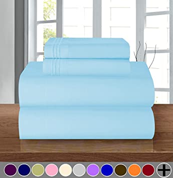 Elegant Comfort 1500 Thread Count - WRINKLE RESISTANT - Egyptian Quality ULTRA SOFT LUXURIOUS 4 pcs Bed Sheet Set, Deep Pocket Up to 16" - Many Size and Colors, FULL, Aqua