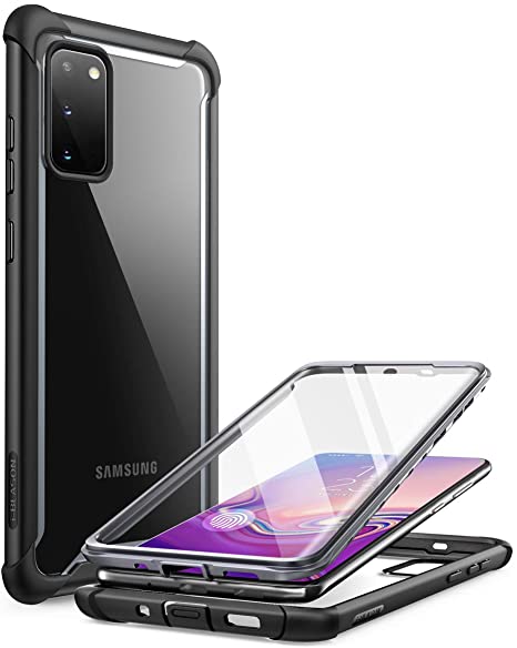 i-Blason Ares Case for Samsung Galaxy S20 5G (2020 Release), Dual Layer Rugged Clear Bumper Case with Built-in Screen Protector (Black)