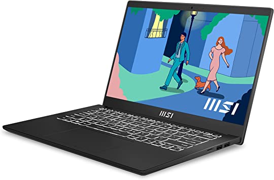 MSI Modern 14 C12M-054CA 14" Ultra Thin and Light Professional Laptop, Intel Core i5-1235U, Iris Xe, 8GB DDR4, 512GB NVMe SSD, Windows 11 Home Bilingual