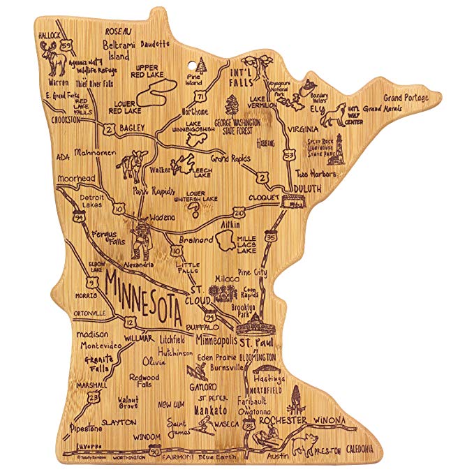 Totally Bamboo Minnesota State Destination Bamboo Serving and Cutting Board