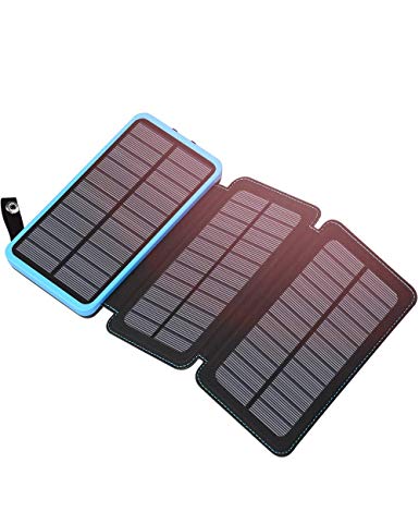 Solar Charger 24000mAh, Hiluckey Portable Power Bank Waterproof Phone Charger with 2 USB Ports Compatible with Smartphones and Tablets