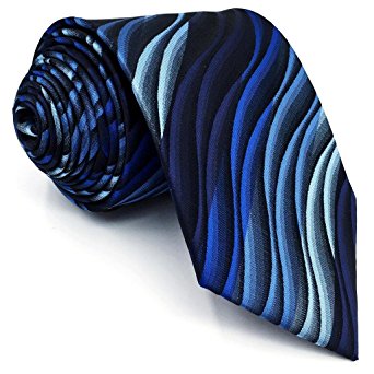 Shlax&Wing Ripple Blue New Men Design Necktie Ties Wedding Graduated Color