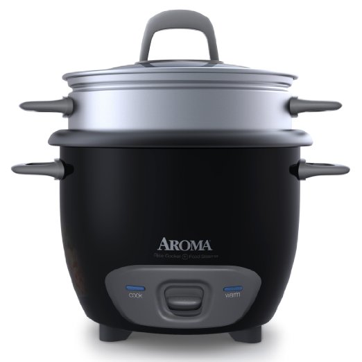 Aroma Housewares 6-Cup Cooked  3-Cup UNCOOKED Pot Style Rice Cooker and Food Steamer ARC-743-1NGB