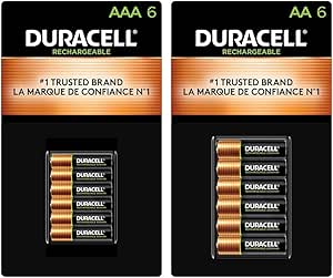 DURACELL Rechargeable AAA Batteries, 6 Count Pack, Triple A Battery for Long-Lasting & Rechargeable AA Batteries, 6 Count Pack, Double A Battery for Long-Lasting Power, All-Purpose