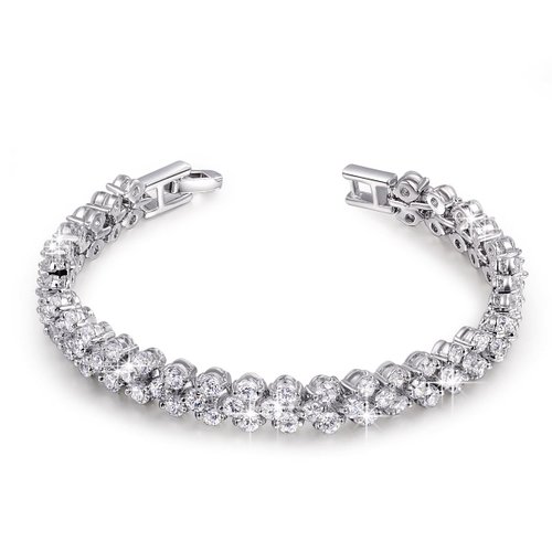 Qianse the Snow Queen White Gold Plated Cubic Zircons Bracelet