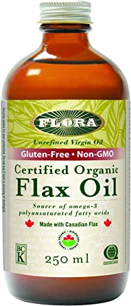 Flora - Flax Oil, Organic "Seed to bottle" Fresh-Pressed, Unrefined, Virgin Flaxseed Oil Gluten-Free   Non-GMO - 250 mL Liquid, Glass Bottle