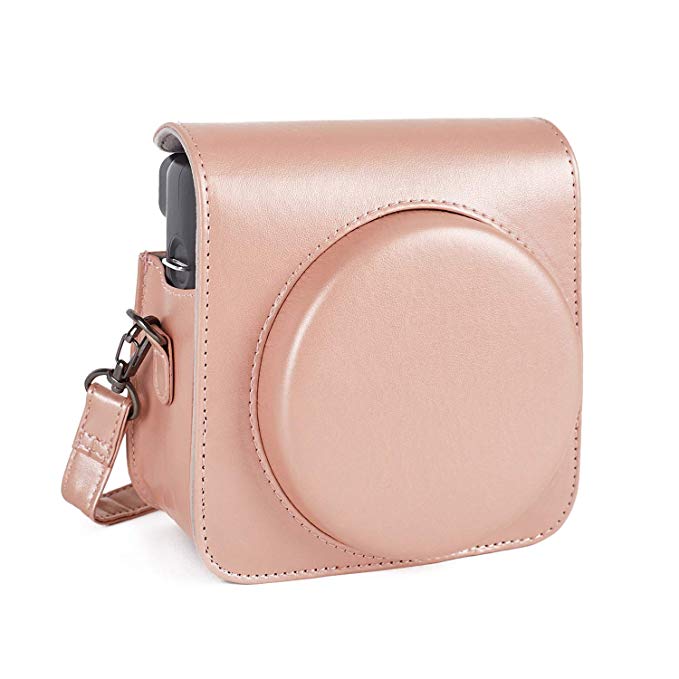 Leebotree Protective Case Compatible with Fujifilm Instax Square SQ6 Instant Film Camera,Premium PU Leather Bag with Adjustable Shoulder Strap (Blush Gold)