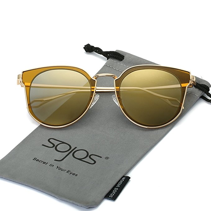 SojoS Fashion Polarized Sunglasses UV Mirrored Lens Oversize Metal Frame SJ1057